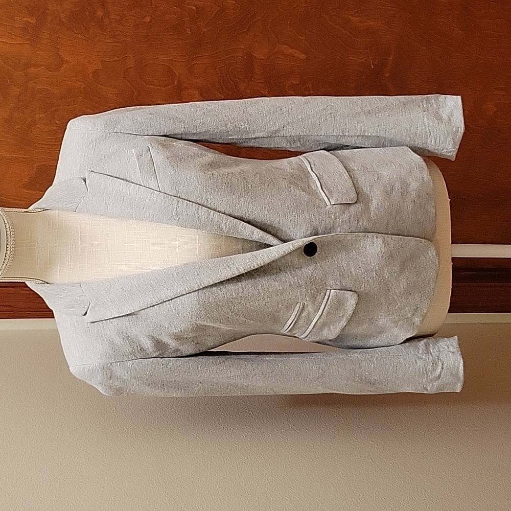 Loft 100% Cotton Light Gray Structured Casual Blazer in size 4